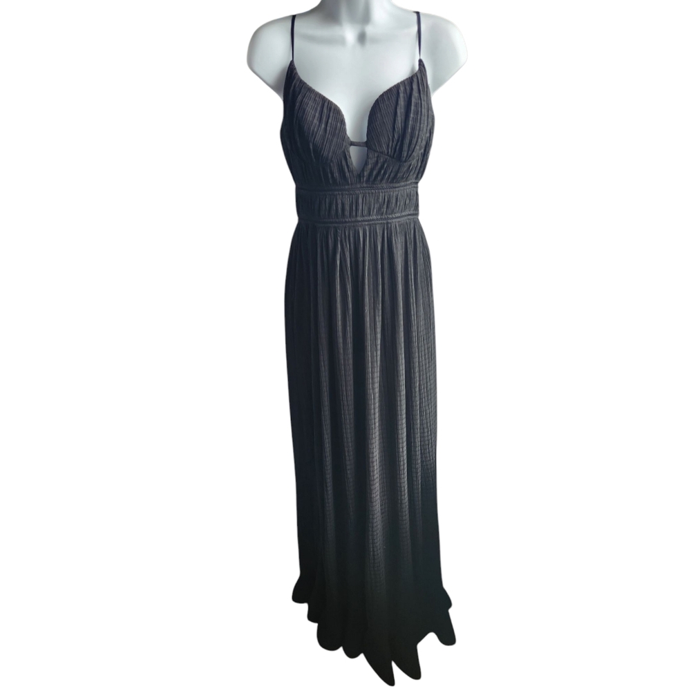 Simkhai Maude Crinkled Bustier Gown Dress Black Formal Wear Size 2